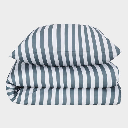 Bambusängkläder vit/grå randig bred