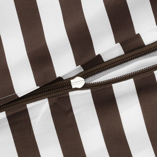 Bambusängkläder vit/brunrandiga breda