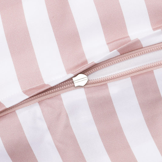 Bambusängkläder vit/gammelrosa randiga breda