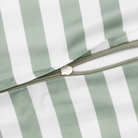 Bambusängkläder vit/olivrandig bred