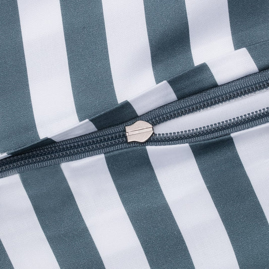 Bambusängkläder vit/grå randig bred