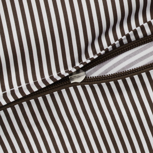 Bambusängkläder vit/brunrandiga