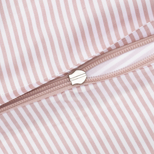 Bambusängkläder vit/gammelrosa randiga