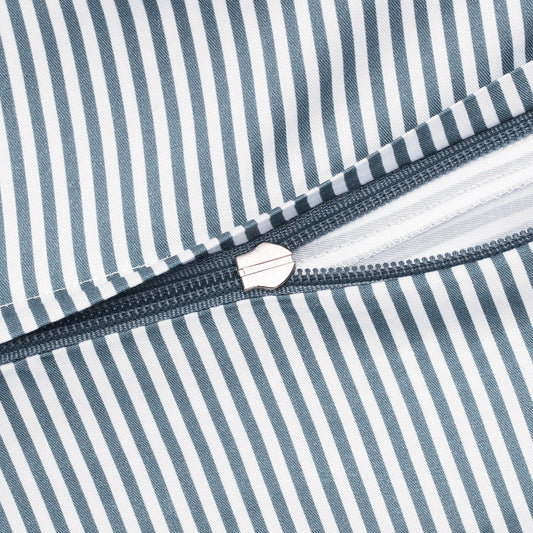 Bambusängkläder vit/gråblå randig