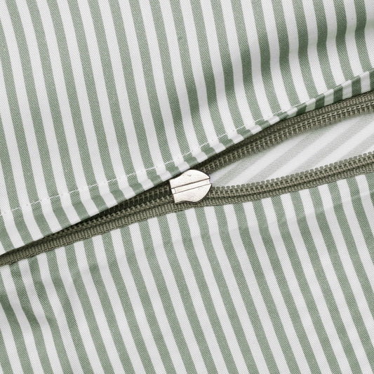 Bambusängkläder vit/olivrandig