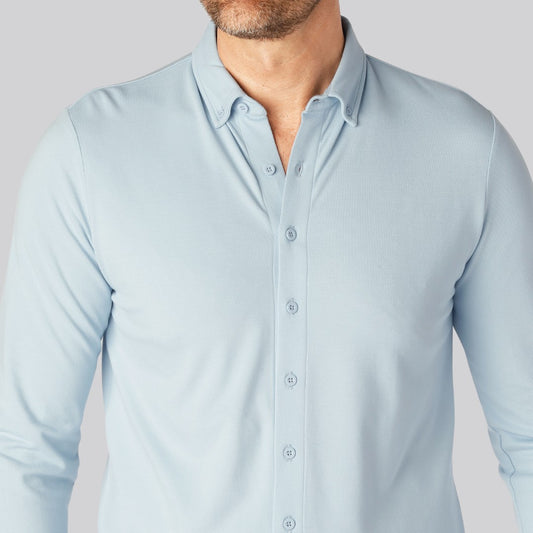 Bambu pikétröja i ljusblått för män