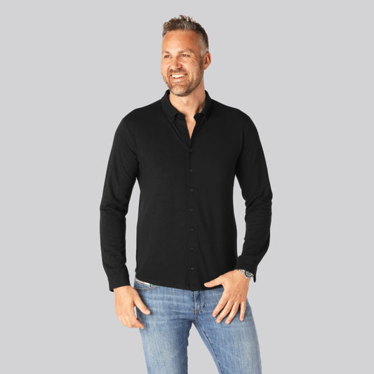 Svart bambupoletröja för män