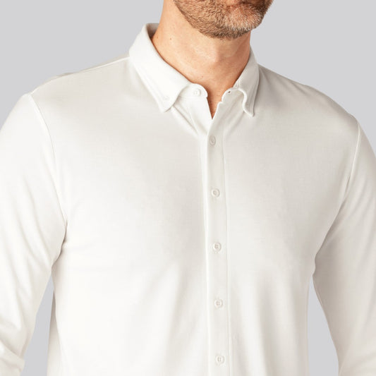 Vit bambupoletröja för män