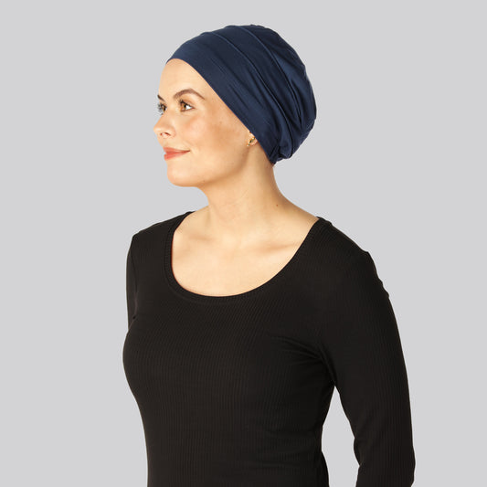 Klassisk marinblå bambuturban för damer