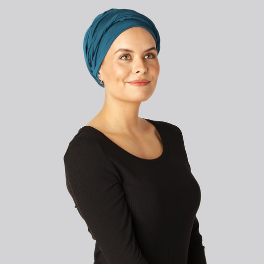 Blå, vriden turban i bambu för kvinnor