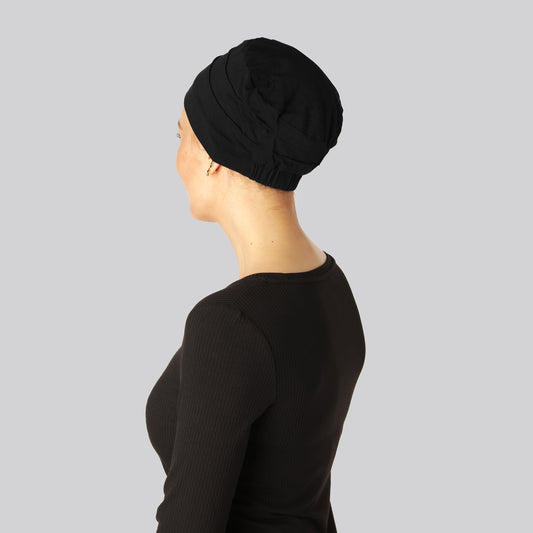 Klassisk svart bambuturban för kvinnor