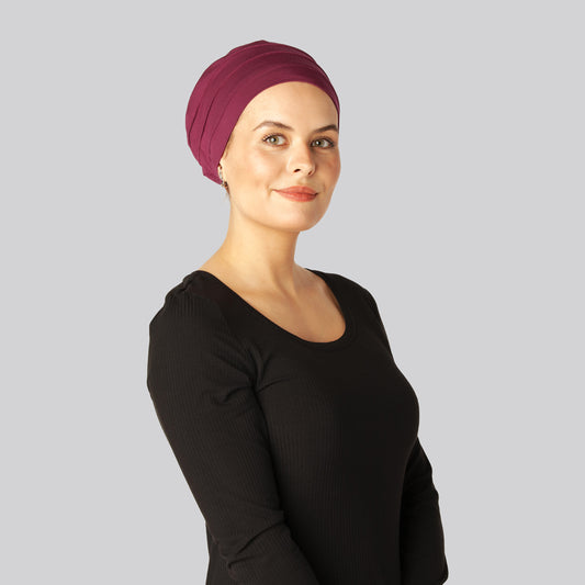 Klassisk bambuturban i vinröd för kvinnor