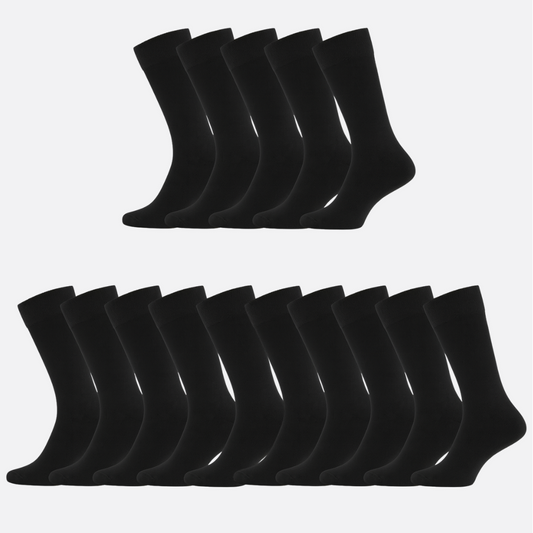 Svarta bambusockor för kvinnor, 15-pack