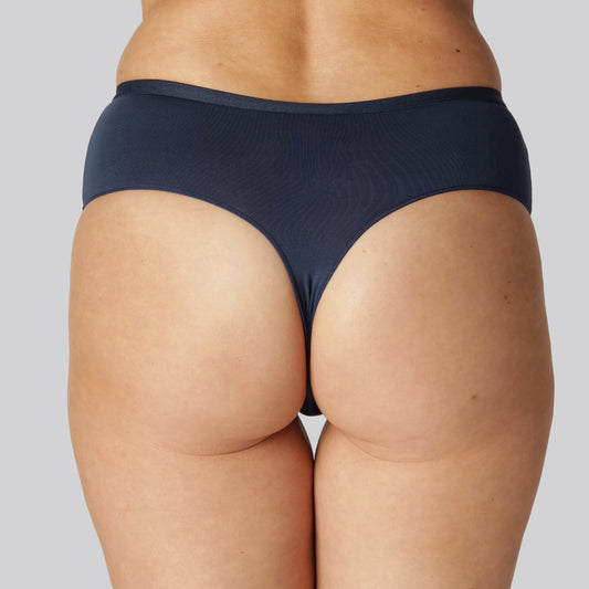 Marinblå stringtrosor i bambu med hög midja för kvinnor