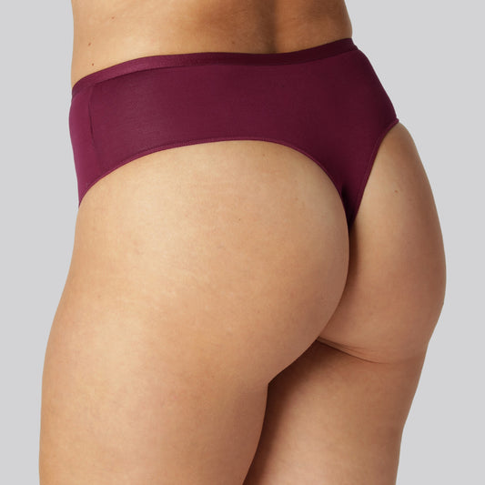 Bambu trosa med hög midja i vinrött för kvinnor