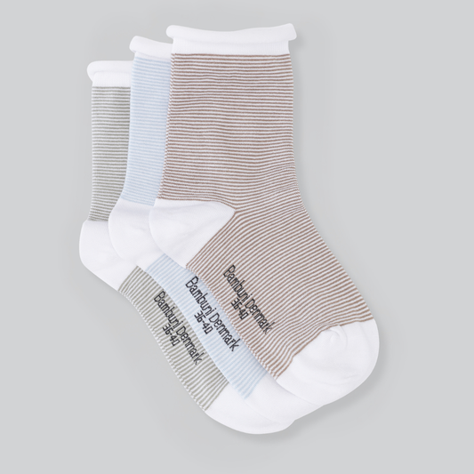 Bambu 3 par strumpor med rullad kant för kvinnor