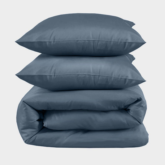 Dubbelsängkläder i bambu i gråblått från Bambuni