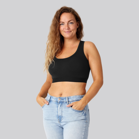 Bambus bh top sort m. sort elastik damer