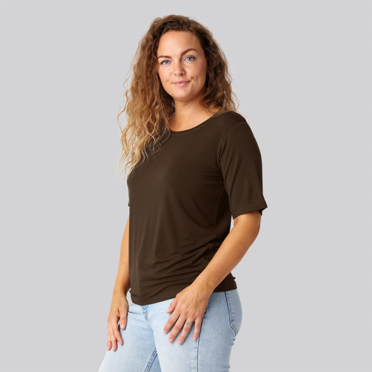 Bambus oversize t-shirt i brun damer