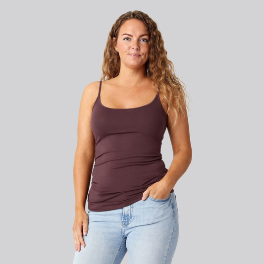 Bambus top m. smal strop bordeaux damer