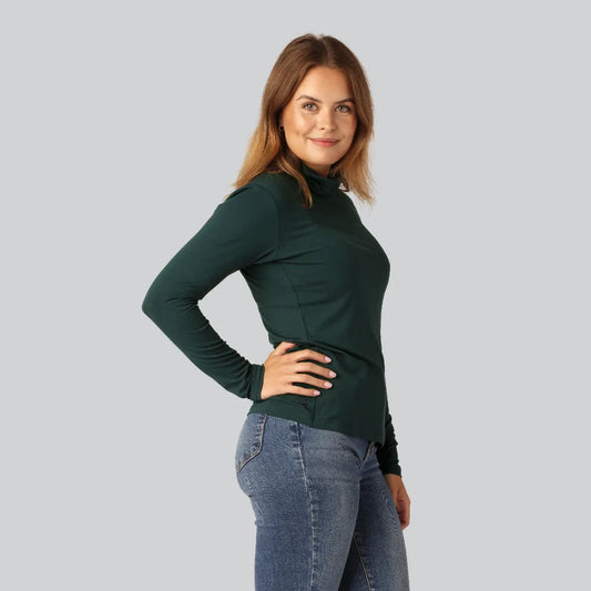 Grönt polotröja i bambu för kvinnor