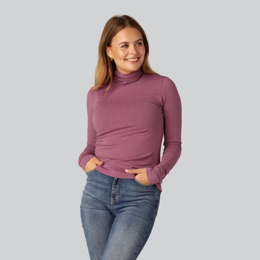 Polotröja i bambu i Dusty Rose för kvinnor