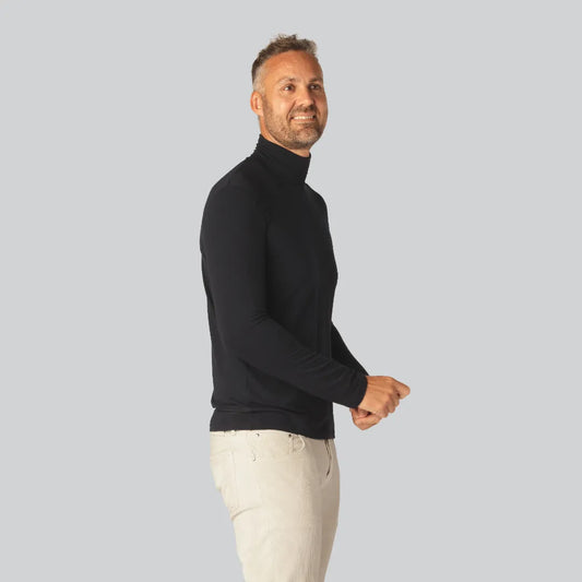 Marinblå polotröja i bambu för män