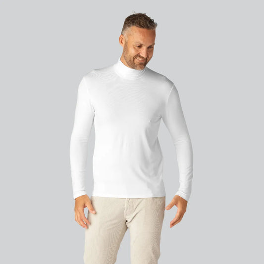 Vit polotröja i bambu för män