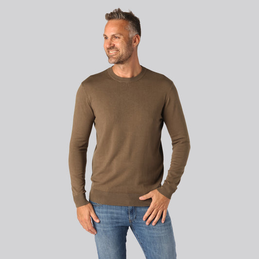 Sandfärgad stickad bambutröja för män