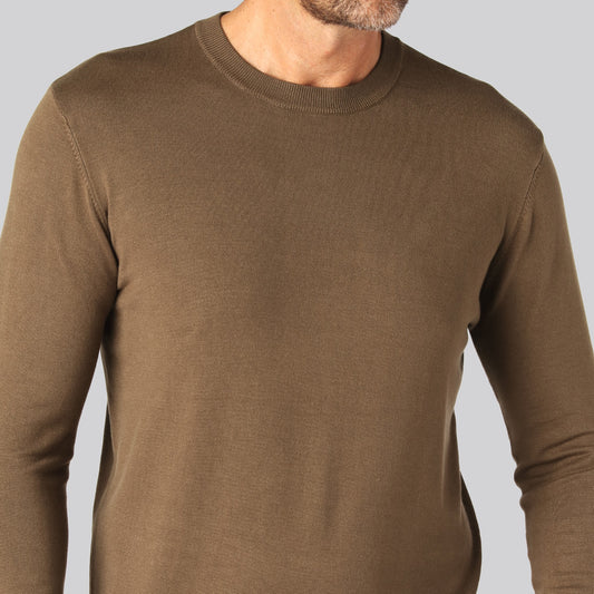 Sandfärgad stickad bambutröja för män