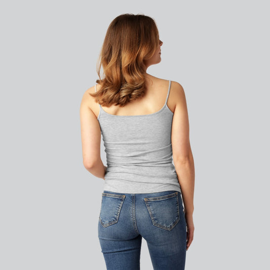 Grå damtopp i bambu med smala remmar