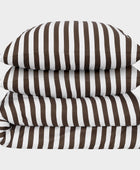 Bambu dubbelsängkläder vit/brun randig bred