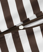 Bambusängkläder vit/brunrandiga breda