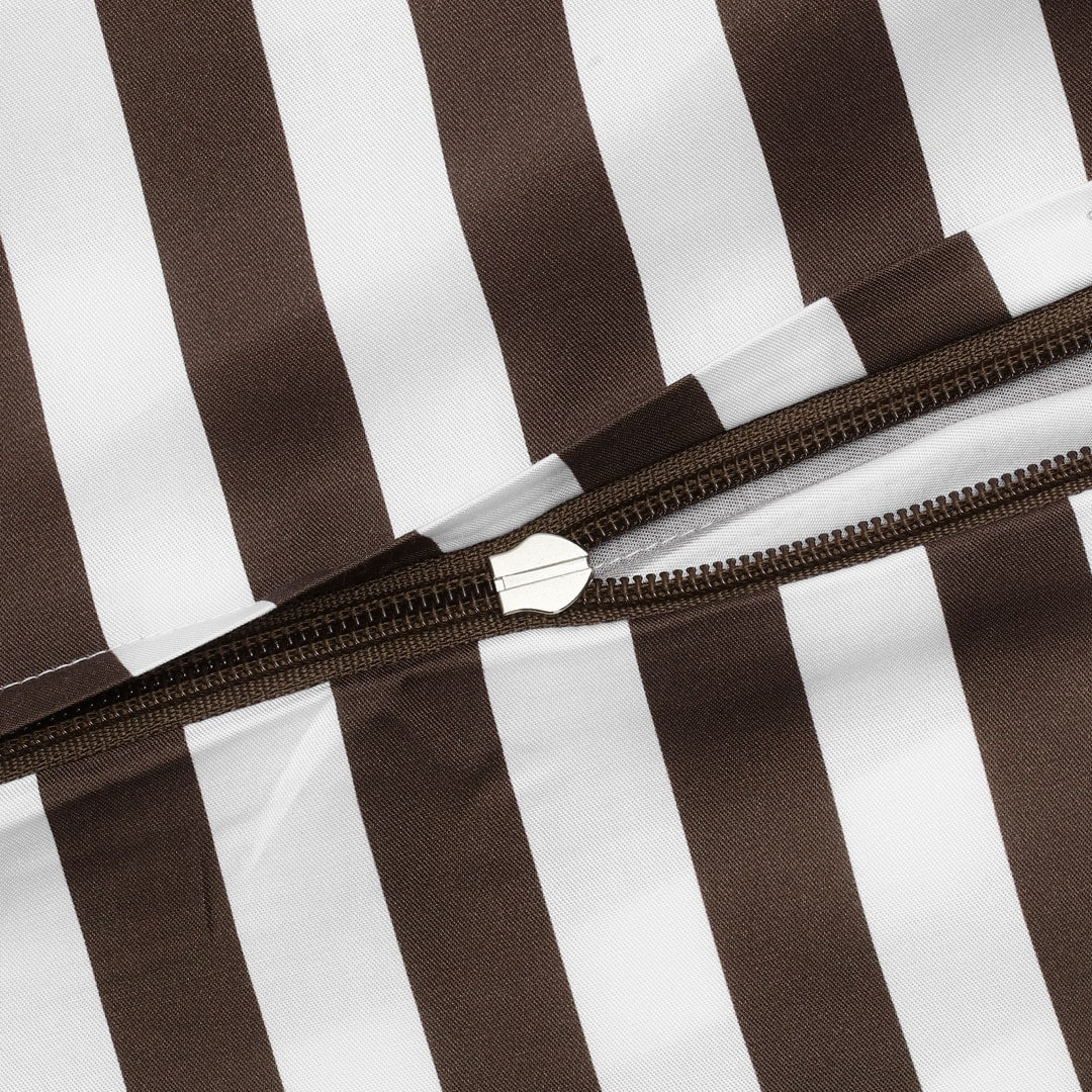 Bambusängkläder vit/brunrandiga breda