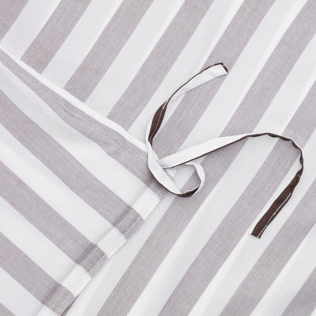 Bambusängkläder vit/brunrandiga breda