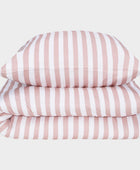 Bambus sengetøj hvid/gammel rosa stribet bred