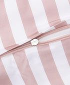 Bambus sengetøj hvid/gammel rosa stribet bred