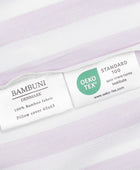 Bambusängkläder vit/gammelrosa randiga breda