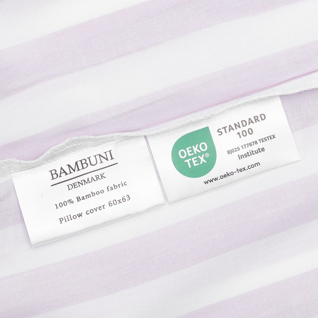 Bambusängkläder vit/gammelrosa randiga breda