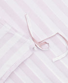 Bambus sengetøj hvid/gammel rosa stribet bred
