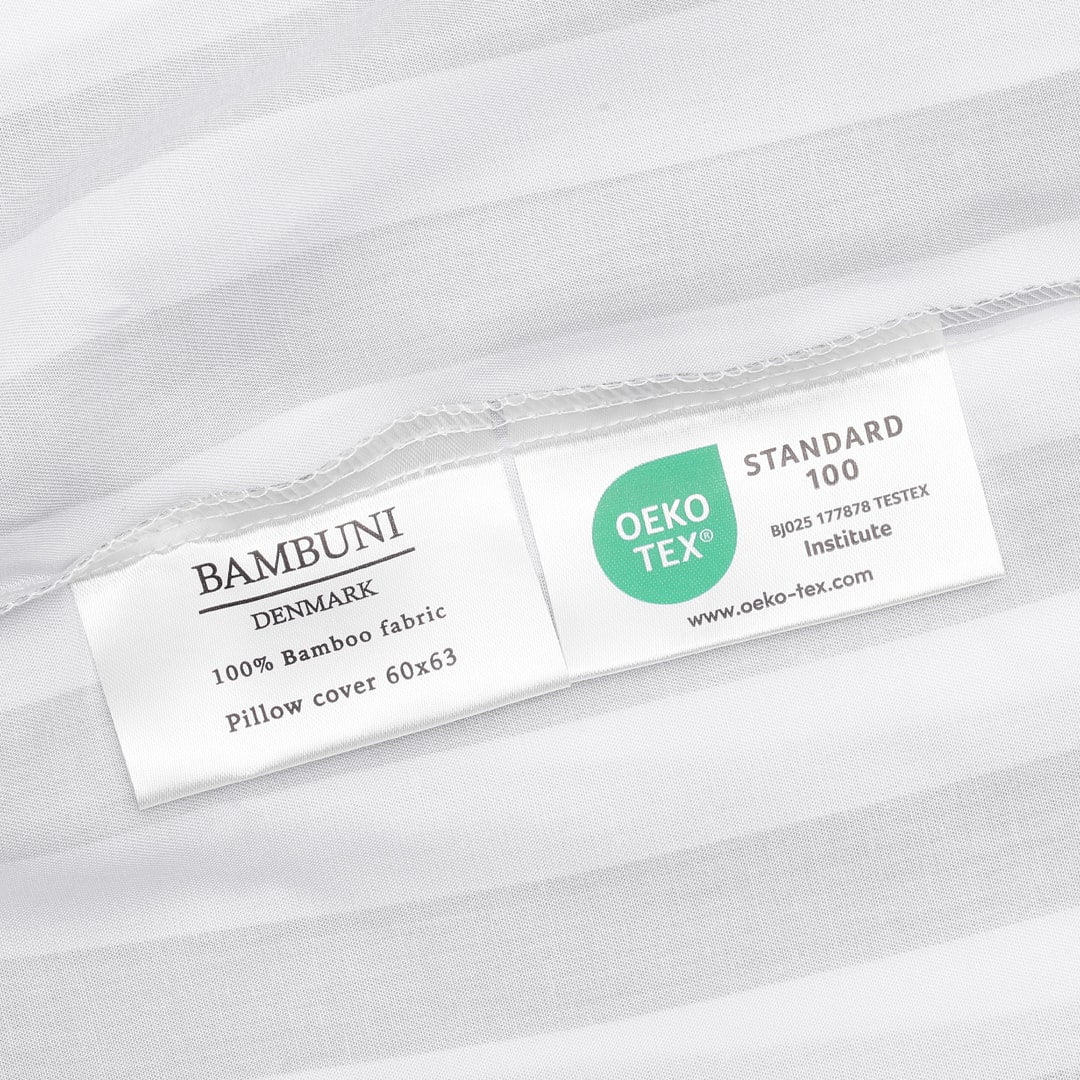 Bambusängkläder vit/olivrandig bred