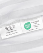 Bambusängkläder vit/olivrandig bred