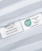 Bambusängkläder vit/grå randig bred
