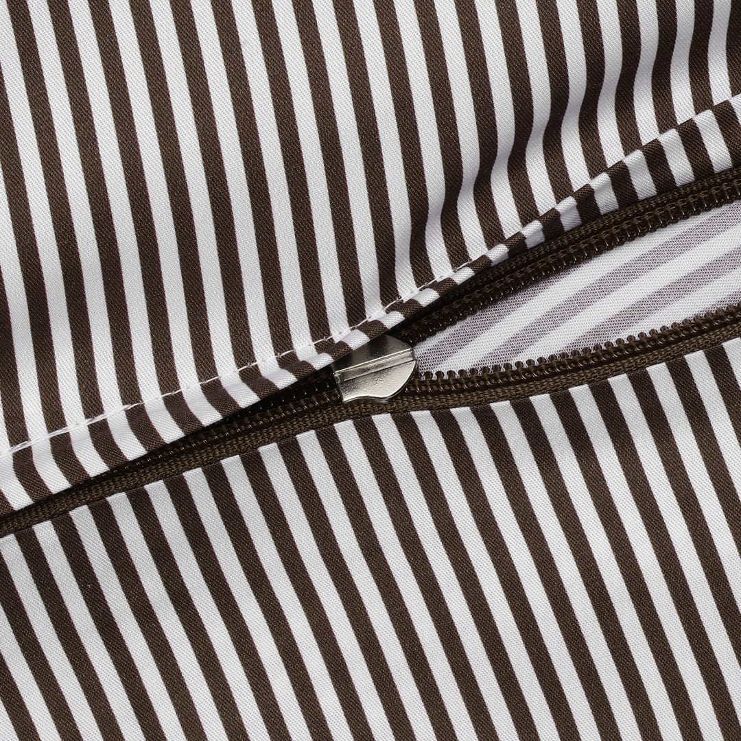 Bambusängkläder vit/brunrandiga