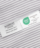 Bambusängkläder vit/brunrandiga