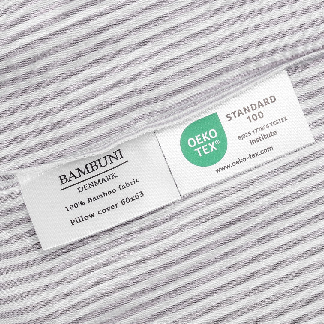 Bambusängkläder vit/brunrandiga