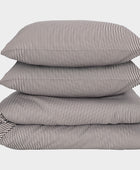 Bambu dubbelsängkläder vit/brunrandigt