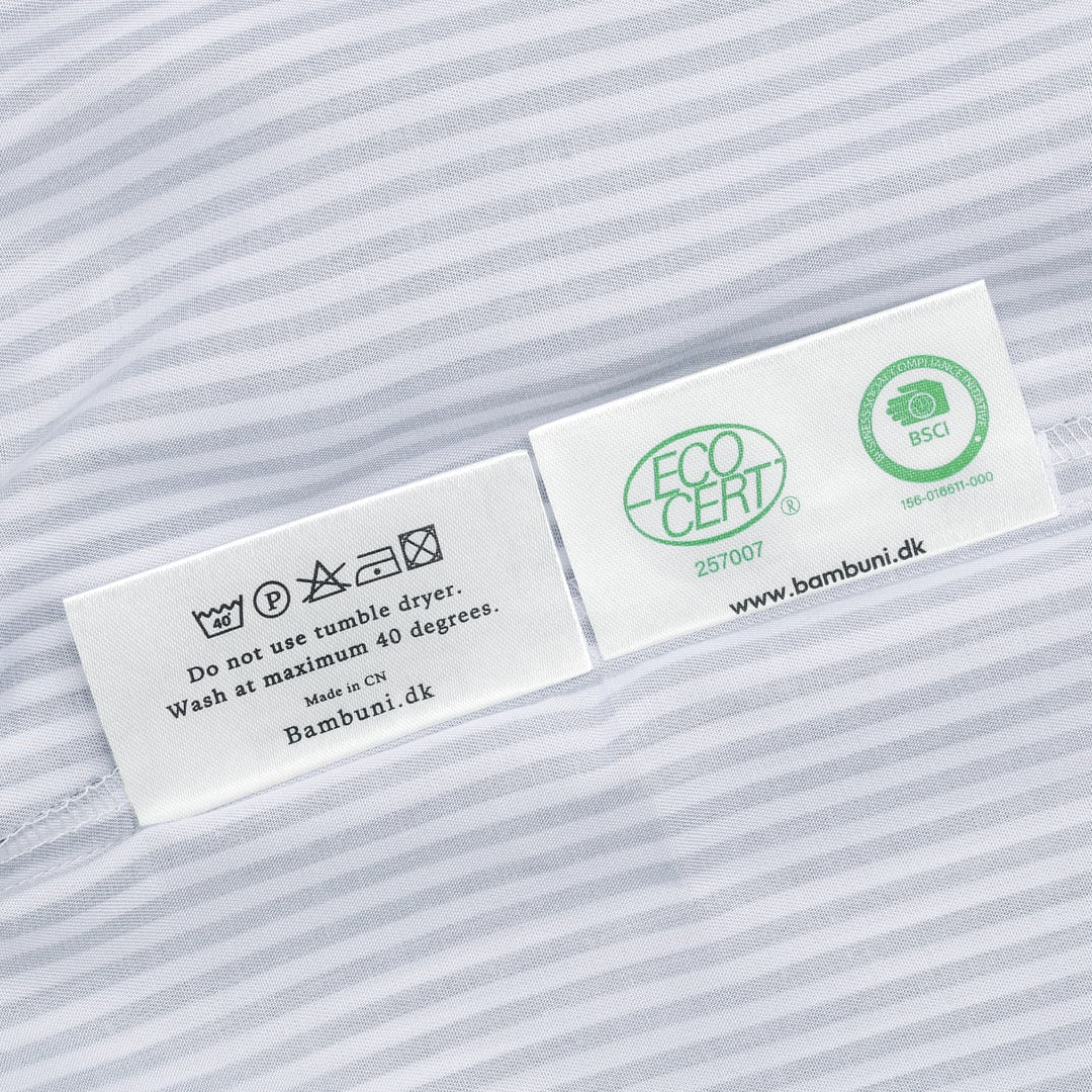 Bambusängkläder vit/gråblå randig