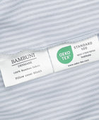 Bambusängkläder vit/gråblå randig