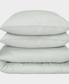 Bambu dubbelsängkläder vit/olivrandig